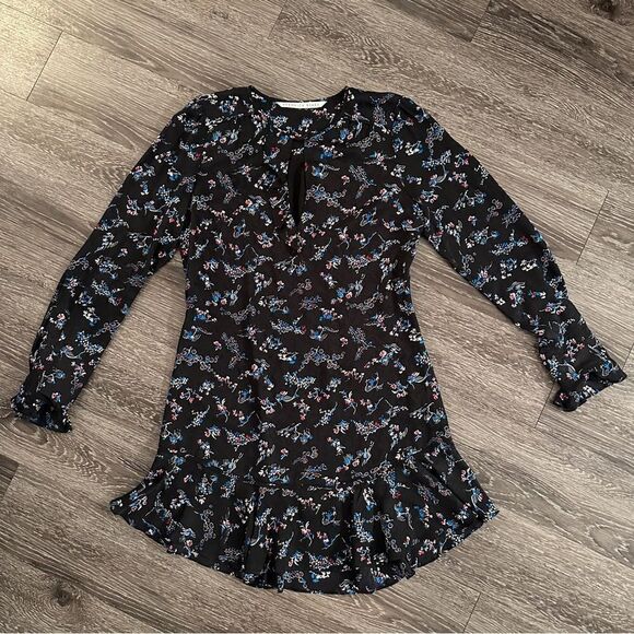 Veronica Beard Preston Long-Sleeve Floral-Print Silk Dress - Picture 1 of 10